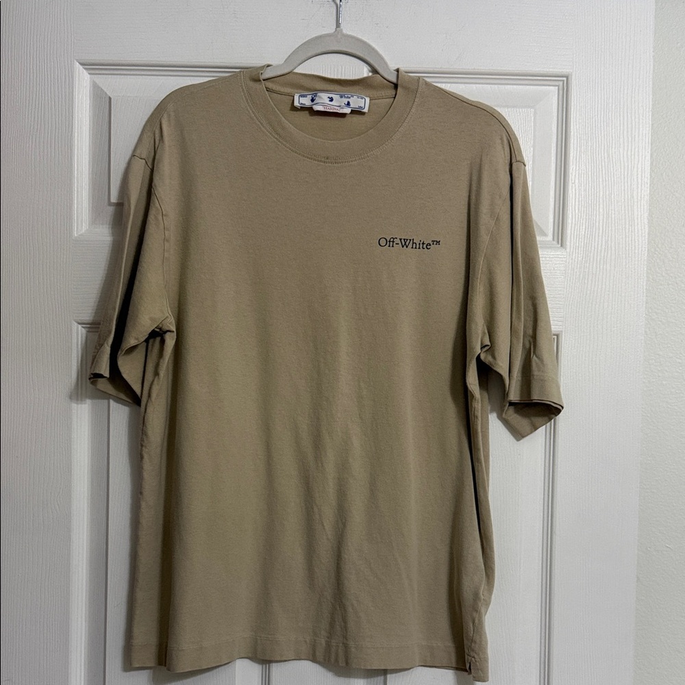 Off-White Short Sleeve Logo Tee in Sand - Picture 1 of 3